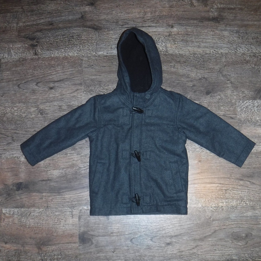 Old Navy Boys Dark Gray‎ Toggle Hooded Jacket Size 3T